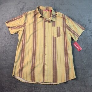 Union Bay Men's Poolside Desert Brown Red Rayon Button Up Shirt Large